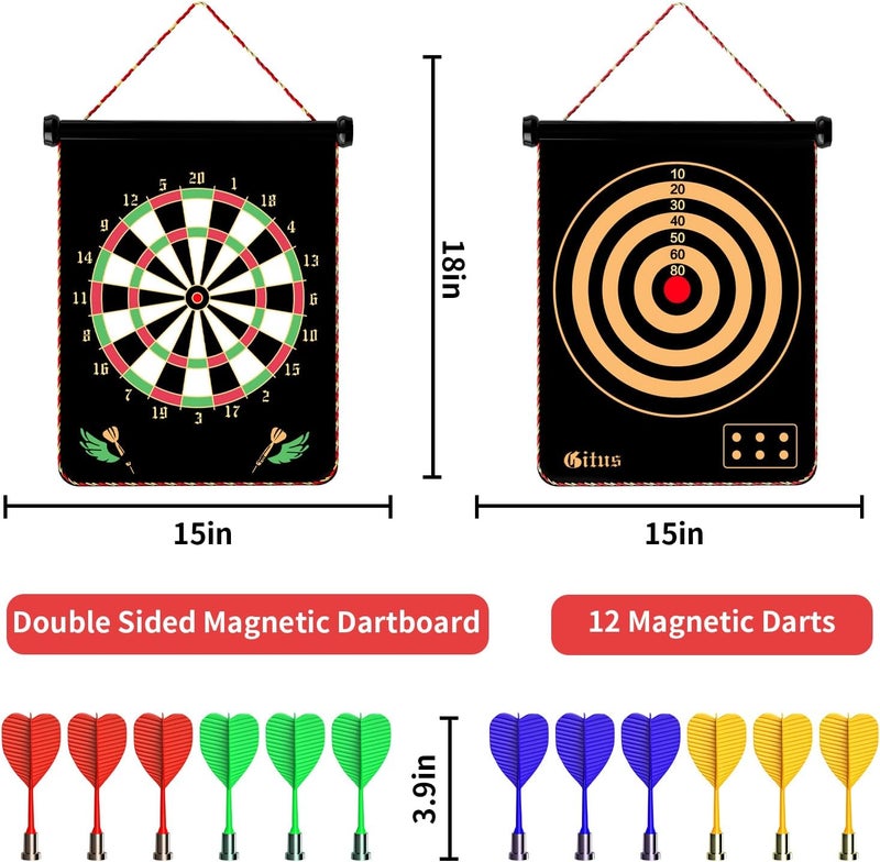 Gitus Magnetic Dart Board Games for Kids with 12 Darts Outdoor Toys for Boys Age 8-13 Cool Stuff Gifts Ideas for Teenage Boy Girls Age 8 9 10 11 12 13 14 15 16 Game Room Decor - Image 2